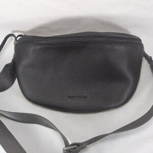Harbour 2nd Black Ash Genuine Leather Guitar Strap Large Belt Bag Fanny Pack